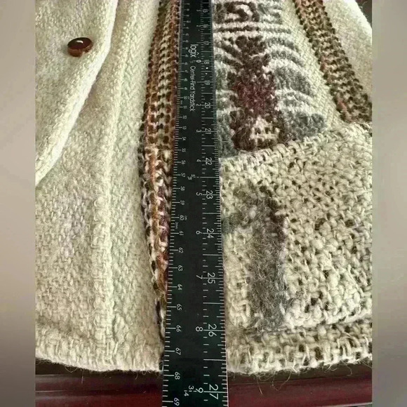 Vintage Women’s Sz L Cream Wool Button-up Jacket Alpaca Native Western Design - Picture 4 of 14